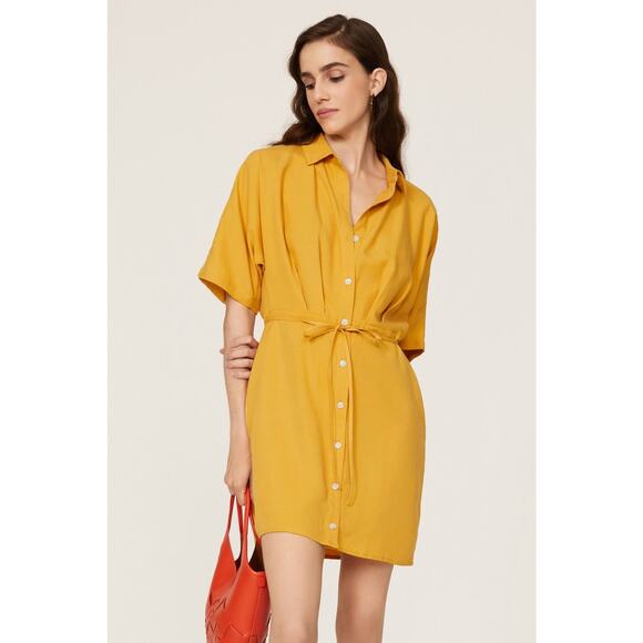 THAKOON x RTR Yellow Orange Collared Neckline Front Button Shirtdress Size 0 - Picture 1 of 12
